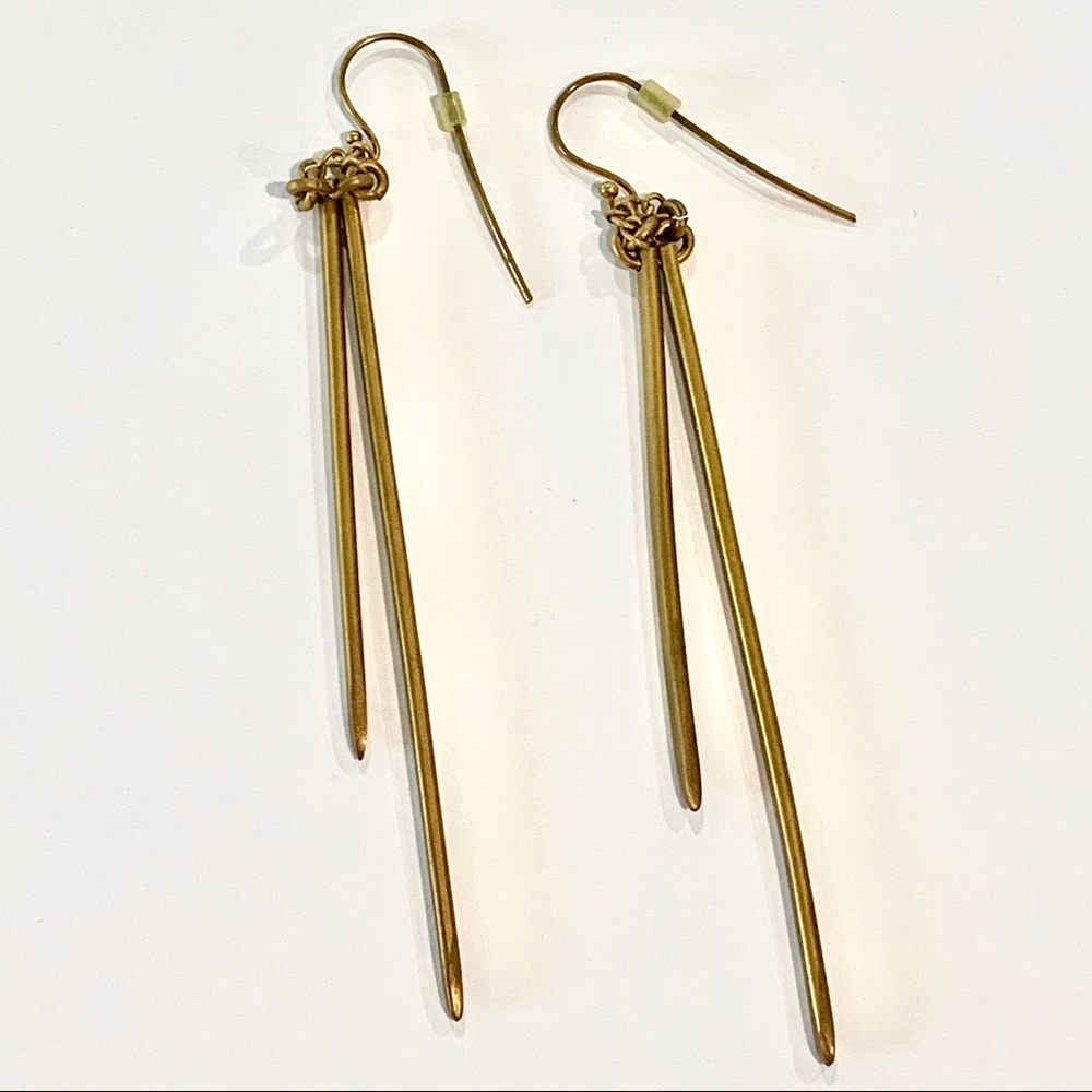 Anthropologie- Burnished Gold Pin Stick Earrings